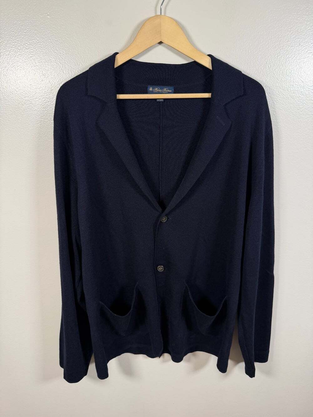 Brooks Brothers Ultimate Merino Wool Sweater Blazer Cardigan Mens XL Navy Blue